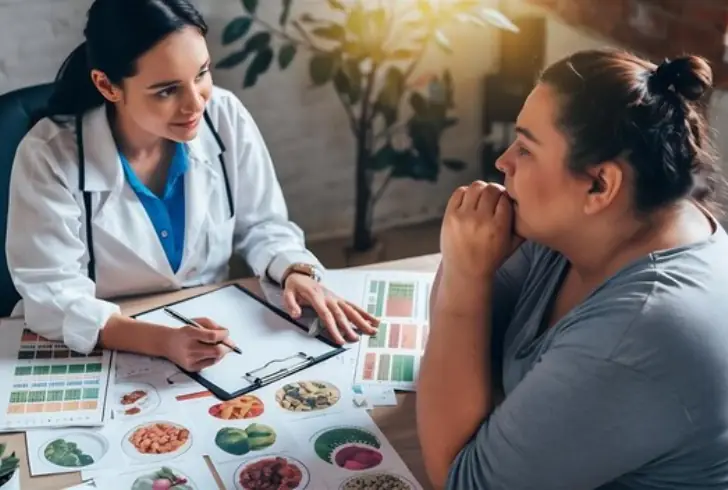 Doctor explaining weight loss treatment options